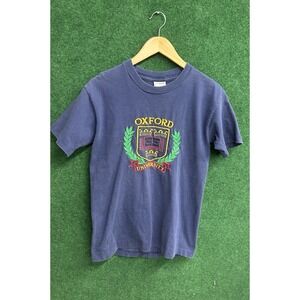 Vintage 90's Screen Stars Oxford University England Embroidered Logo Shirt SZ S